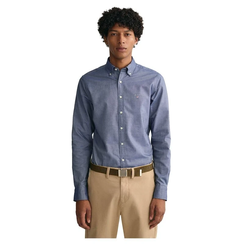 GANT Men's Slim Oxford Shirt, Persian Blue, L