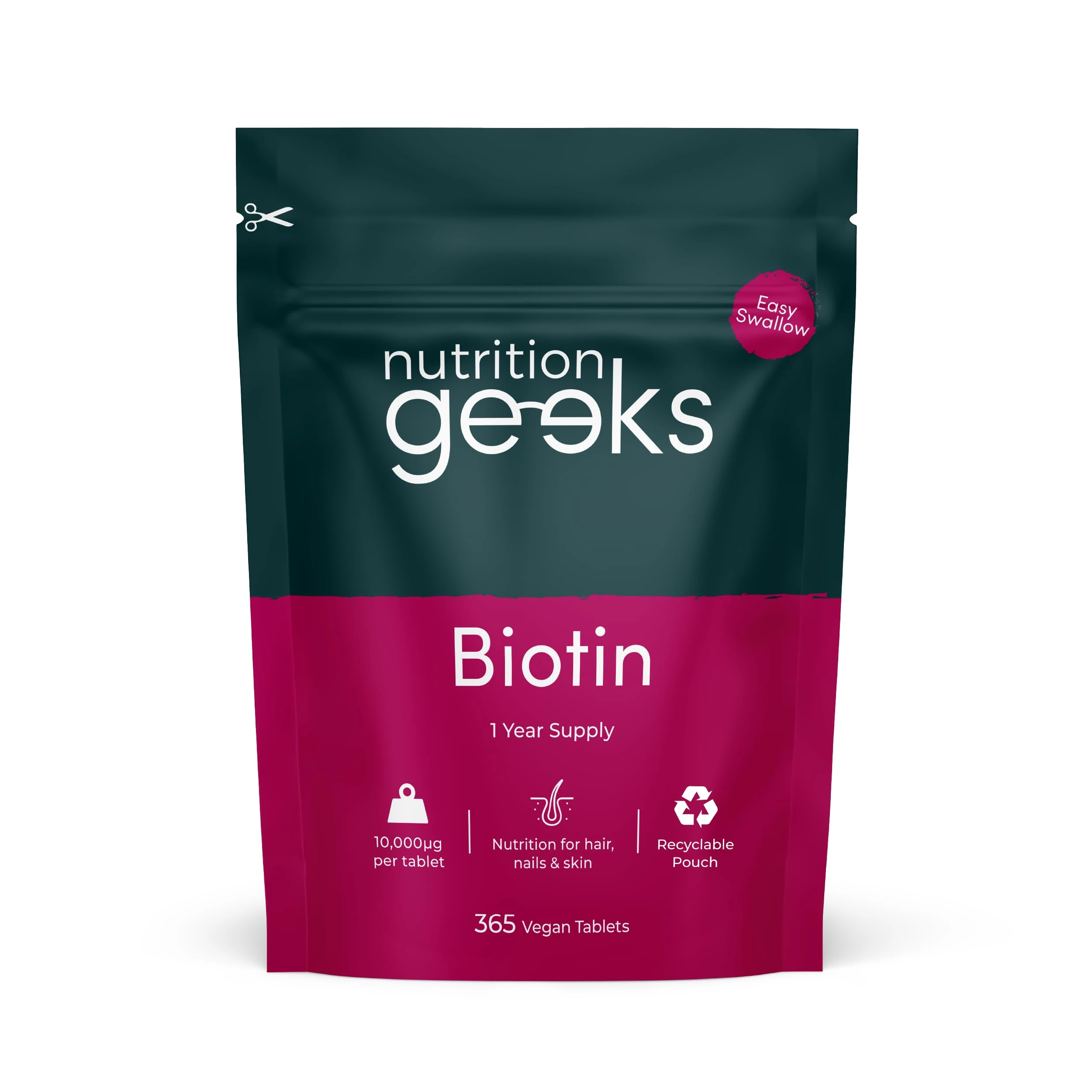 Biotin Hair Growth Supplement - 1 Year Supply High Strength Biotin 10,000mcg Per Tablet, Hair Skin and Nails Vitamins for Women & Men, 365 Vegan Biotin Tablets - Easy to Swallow UK Made Hair Vitamins