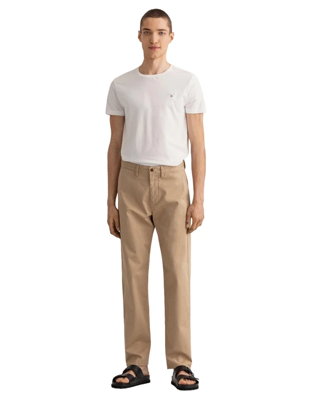 GANT Men's Slim Twill Chinos Classic Trousers, Dark Khaki, 38 W/34 L