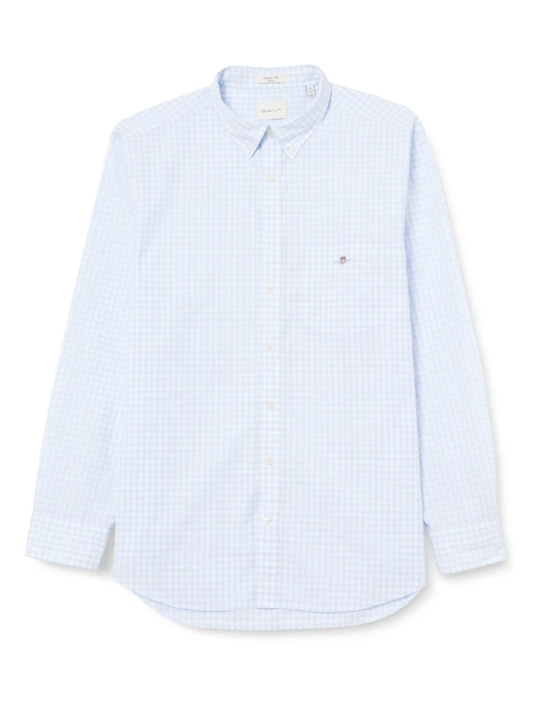 GANT Men's REG POPLIN Gingham Shirt Classic Shirt, Light Blue, Standard, Light Blue, XXXX-Large