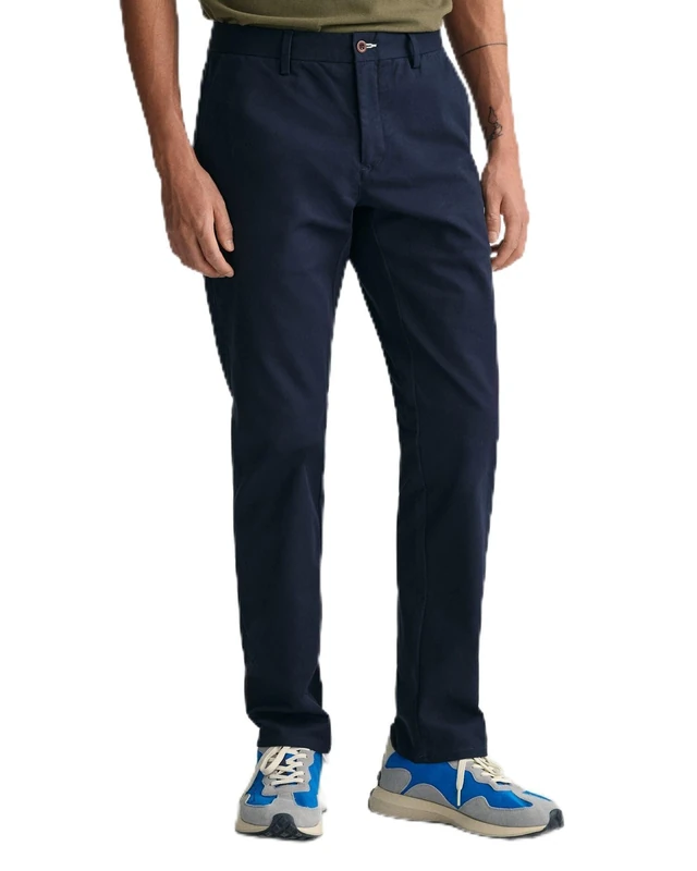 GANT Men's Slim Tech Prep Chinos Dress Pants, Navy, 32 W/32 L