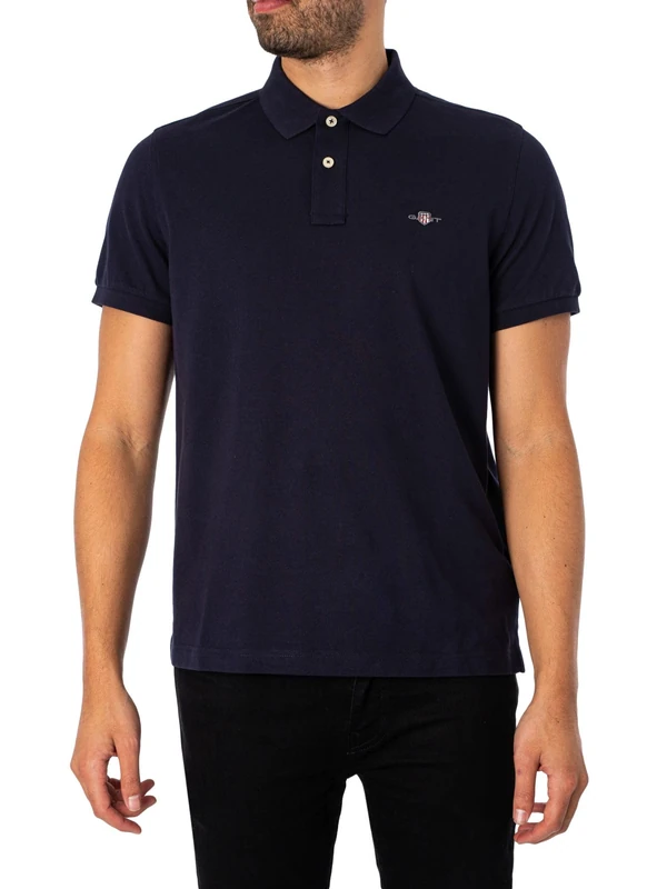 GANT Men's Reg Shield SS Pique Polo Shirt, Evening Blue, 4XL