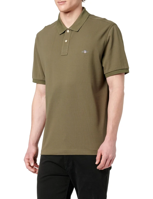 GANT Men's Slim Shield Ss Pique Polo Shirt Polo Shirt , Juniper Green,XXL