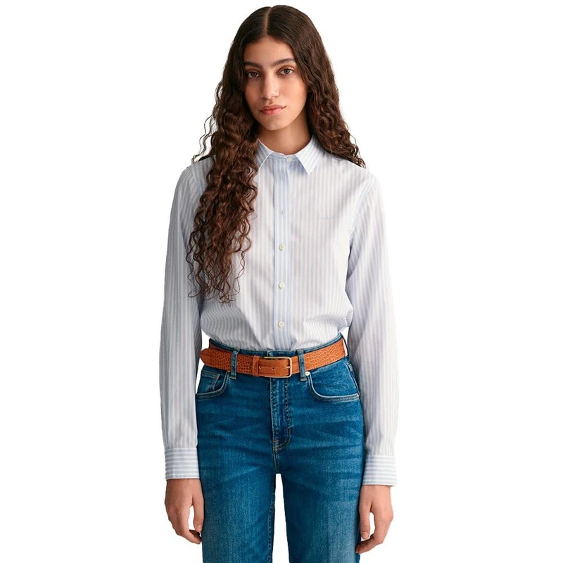 GANT Women's Reg Poplin Stripe Shirt, Classic Blue, Standard, Classic Blue, 20