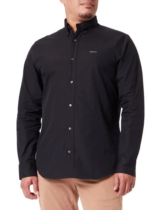 GANT Men's REG Pinpoint Oxford Shirt Classic Shirt, Black, Standard, Black, S