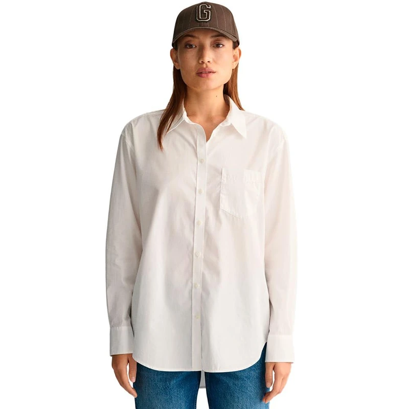 GANT Rel Poplin Women's Classic Shirt, White, Standard, White, 20 - Image 1