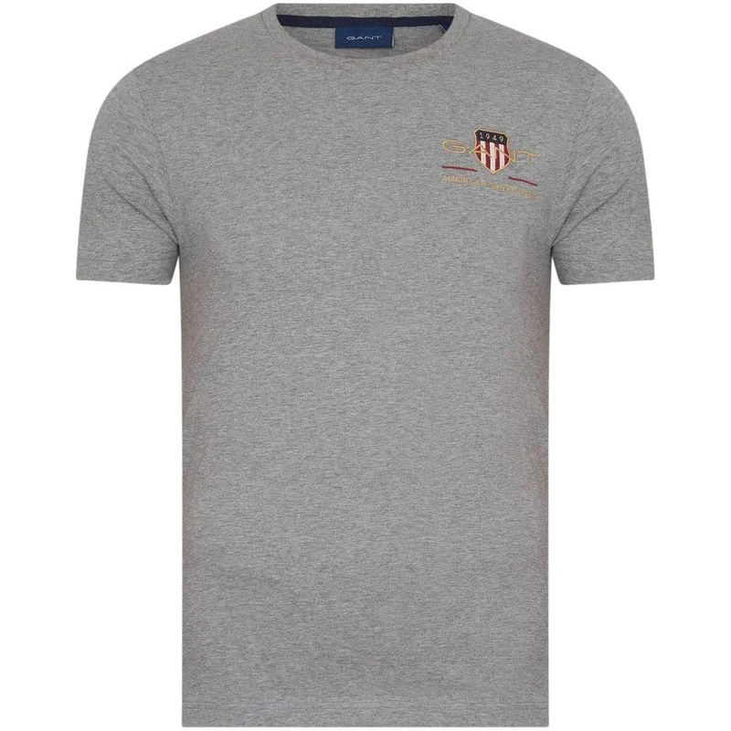 GANT Men's Reg Archive Shield Emb SS T-Shirt, Grey Melange, L