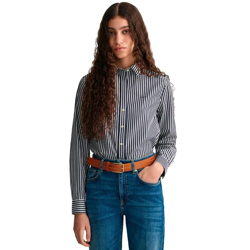 GANT Women's Reg Poplin Striped Shirt Blouse, Classic Blue, 12