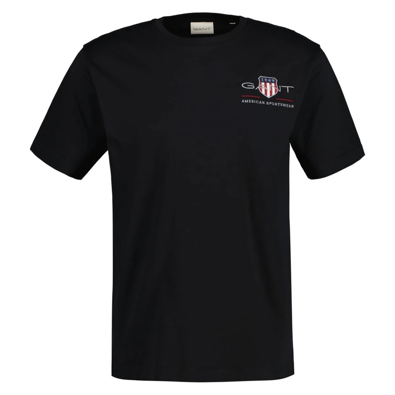 GANT Men's Reg Archive Shield Emb SS T-Shirt, Black, XL