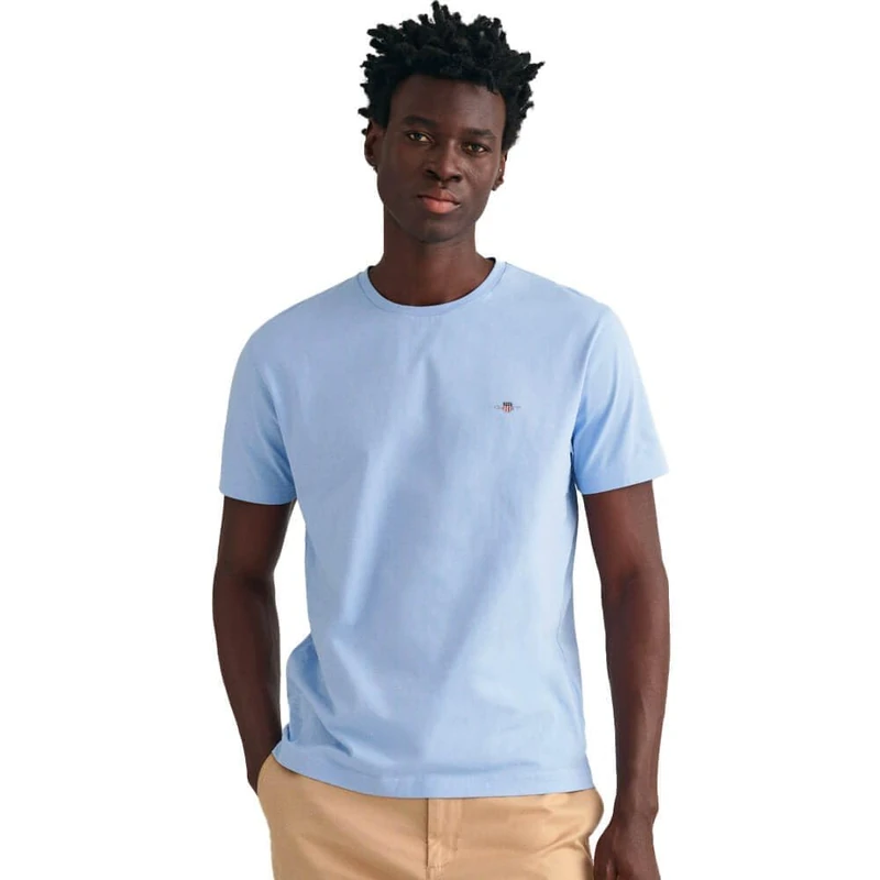 GANT Men's REG Shield SS Capri Blue Standard T-Shirt, Capri Blue, 3XL