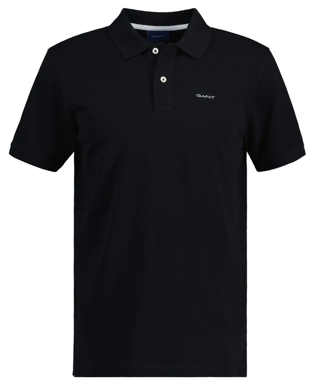 GANT Men's REG Contrast Pique SS Rugger Polo Shirt, Black, Standard, Black, XXXX-Large