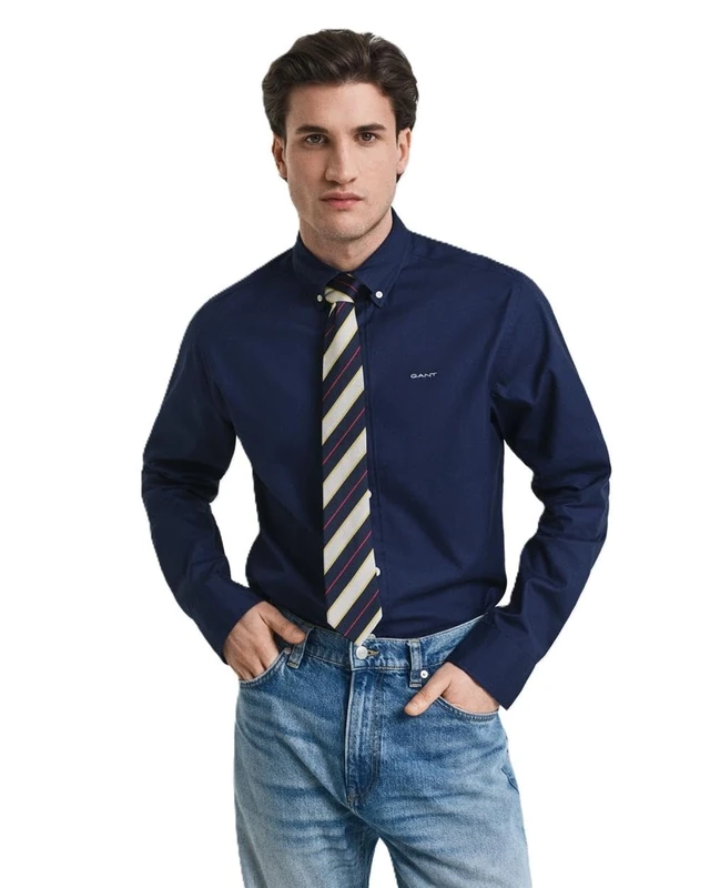 GANT Men's Reg Pinpoint Oxford Shirt Classic Shirt, Blue, XL