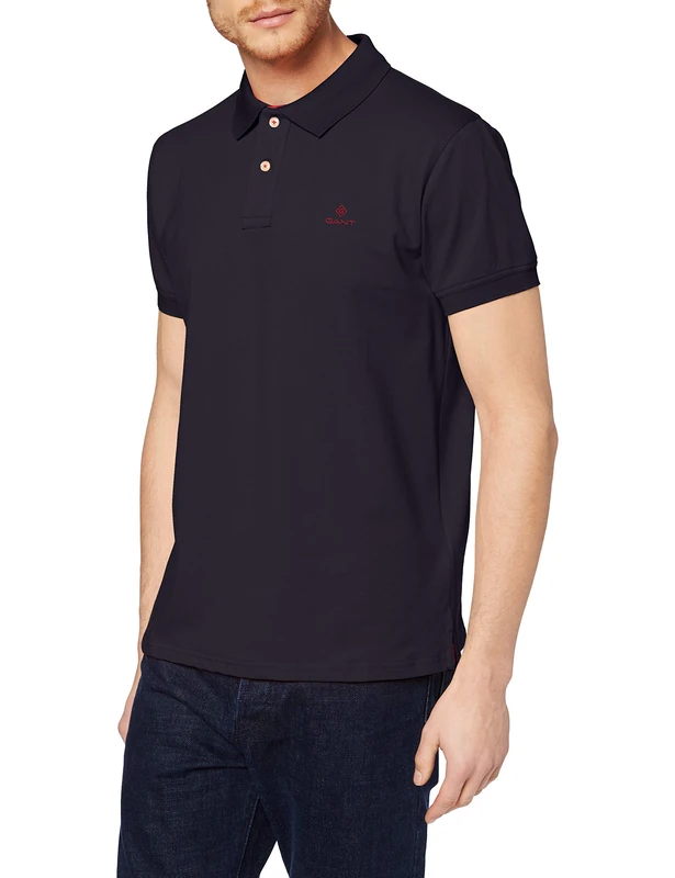 GANT Men's REG Tonal Shield SS Rugger Shirt, Evening Blue, Standard - Image 1