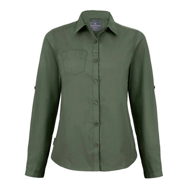 Craghoppers Expert Kiwi Long-Sleeve Shirt - Dark Cedar Green - Size 16