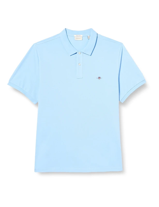 GANT Men's Reg Shield SS Pique Polo Shirt, Capri Blue, 5XL