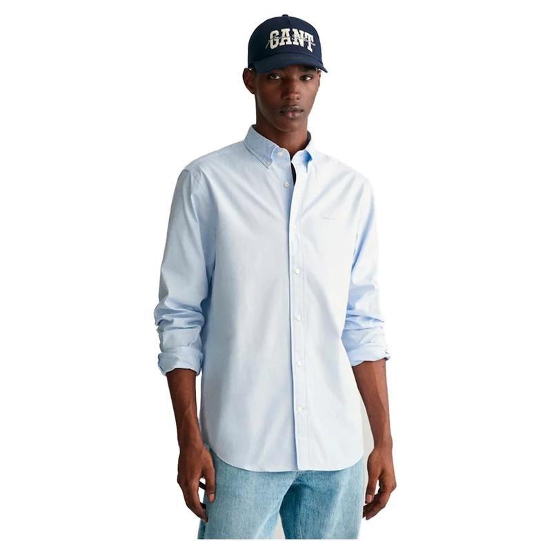 GANT Men's Reg Pinpoint Oxford Shirt Classic Shirt, Light Blue, M