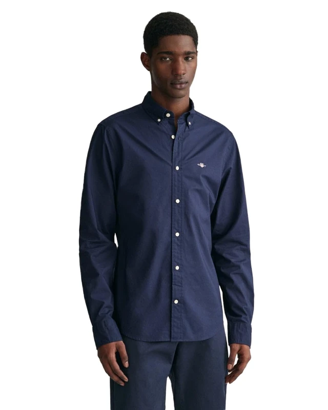 GANT Men's Slim poplin Shirt Dress, Navy, 4XL