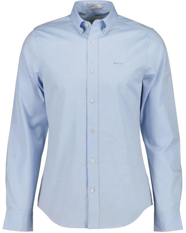 GANT Men's Slim Pinpoint Oxford Shirt Dress, Light Blue, XL