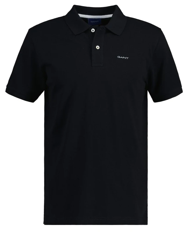 GANT Men's REG Contrast Pique SS Rugger Polo Shirt, Black, Standard, Black, XXS