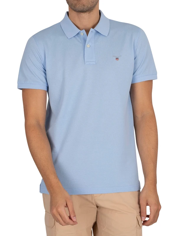 GANT Men's Slim Shield Ss Pique Polo Shirt Polo Shirt , Capri Blue,XXL
