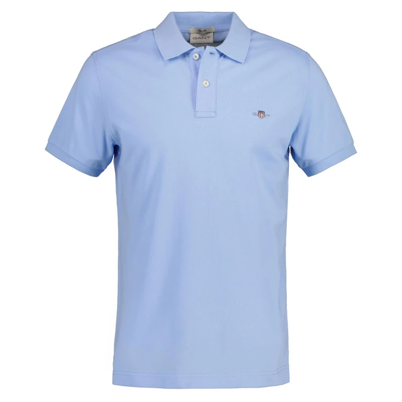 GANT Men's Slim Shield SS Pique Polo Shirt, Capri Blue, 4XL