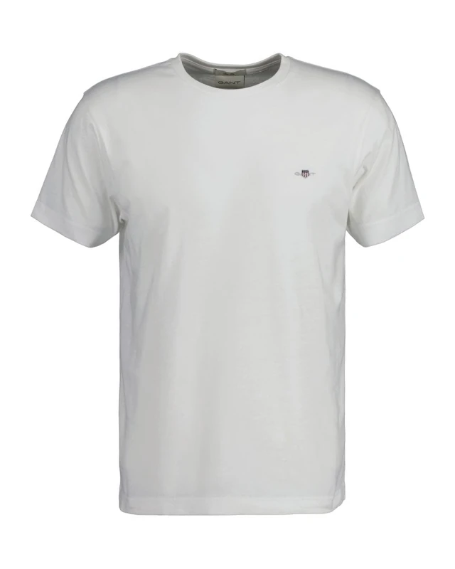 GANT Men's Slim Shield SS T-Shirt, White, Standard, White, XS