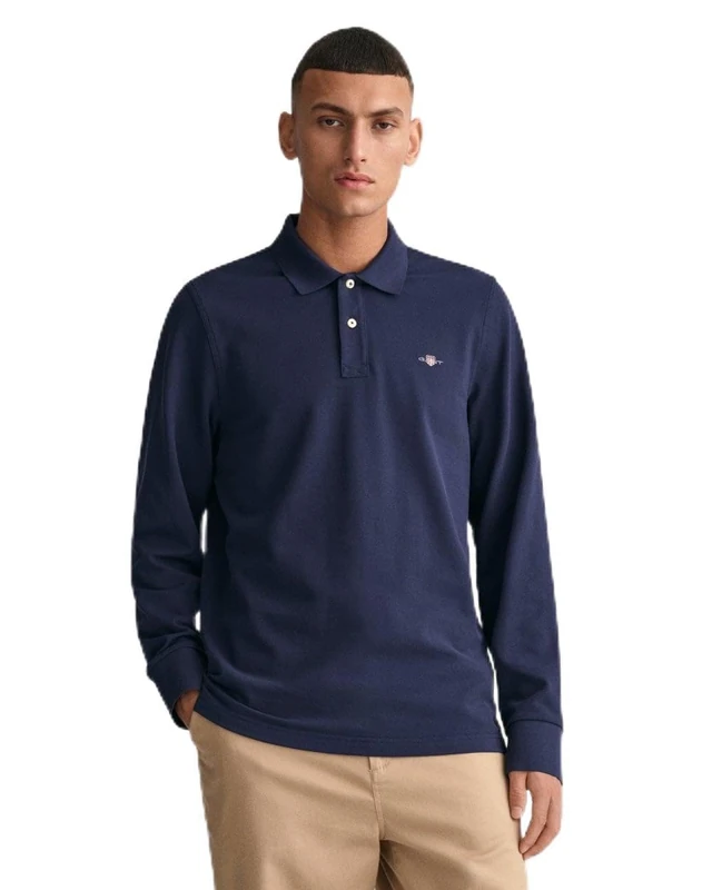 GANT Mens Shield Long Sleeve Pique Rugger Evening Evening Blue XL