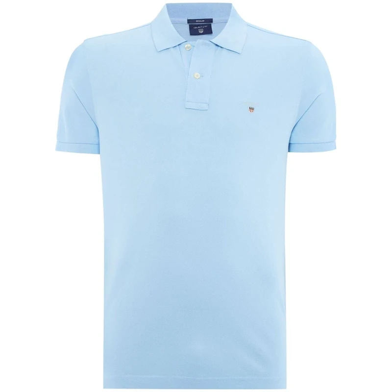 GANT Men's Slim Shield SS Pique Polo Shirt, Capri Blue, Standard, Capri Blue, XS