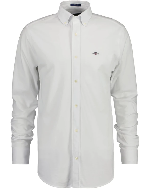 GANT Men's Regular Jersey Pique Shirt Classic Shirt, White, XL