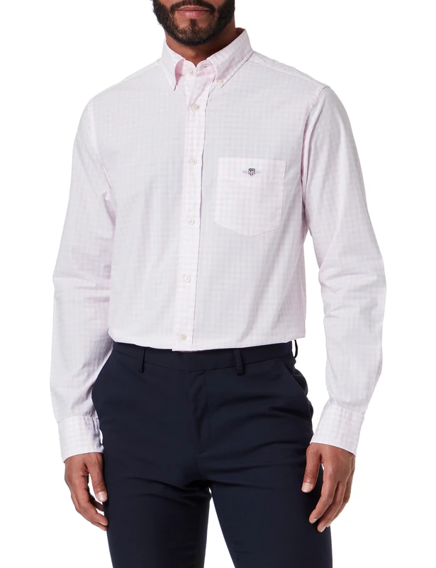 GANT Mens Fit Gingham Poplin Shirt Light Pink XXL