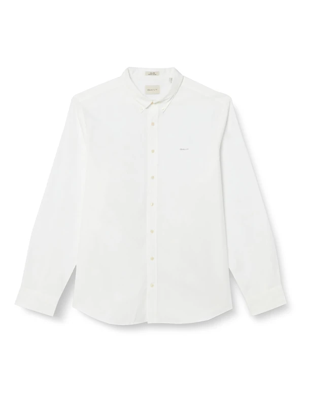 GANT Men's Slim Pinpoint Oxford Shirt Classic Shirt, White, Standard, White, XXL
