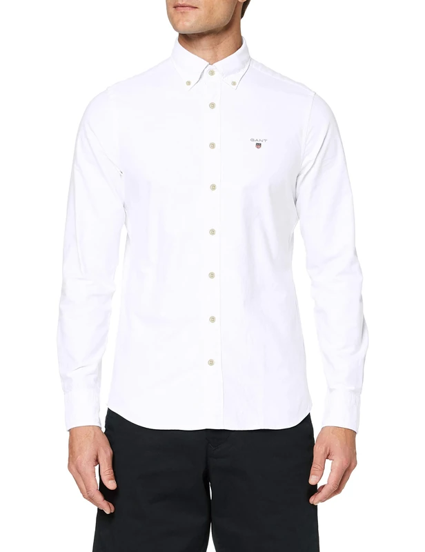 GANT Men's Slim Oxford Shirt, White, M