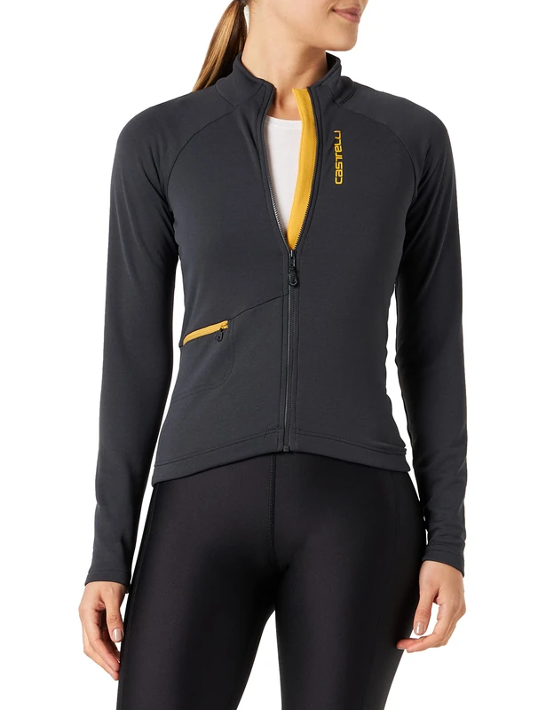 CASTELLI 4522539-030 UNLTD Trail W JRS Women's Sweatshirt Dark Gray/Goldenrod XS