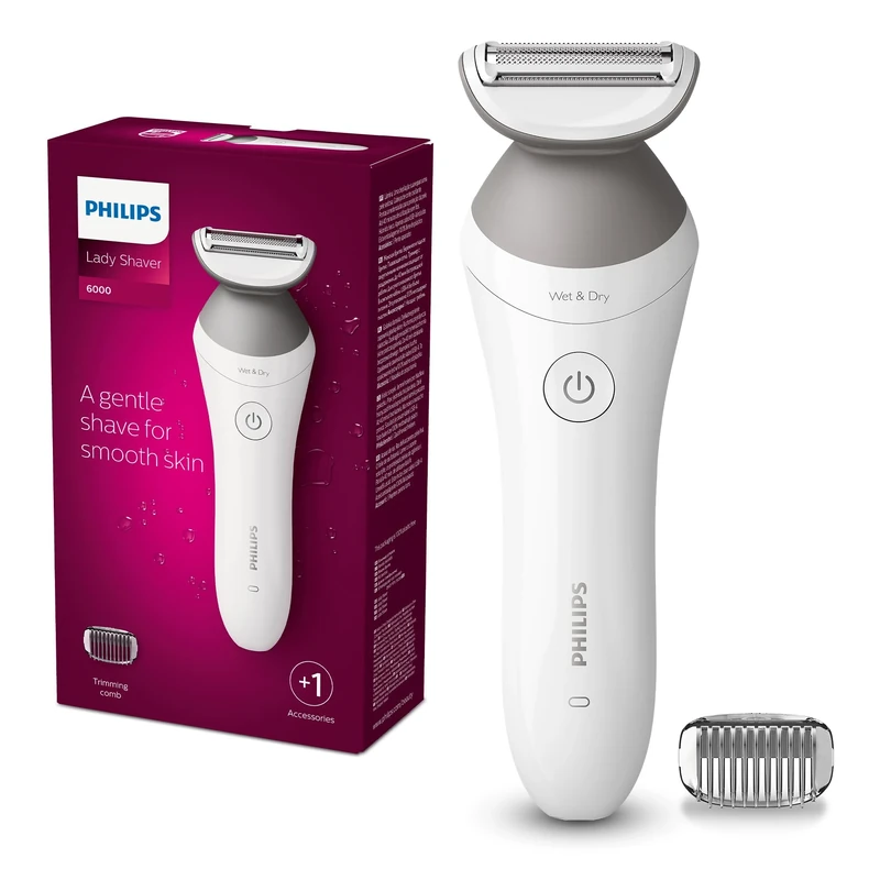 PHILIPS Lady Shaver Series 6000 BRL126/00 Cordless with Wet and Dry use, White