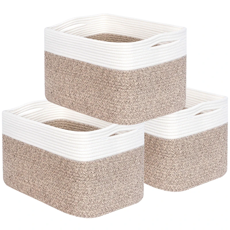 MINTWOOD Design 3er-Pack Aufbewahrungskörbe für Regale, Spielzimmer und Klassenzimmer Aufbewahrungskorb, Buchkorb, dekorative Aufbewahrungswürfelbehälter, Baby-Kinderzimmerkörbe, Hellbraun