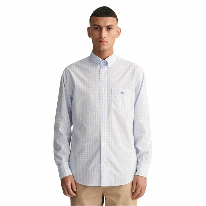 GANT Mens Poplin Gingham Shirt Plumped Blue 3XL