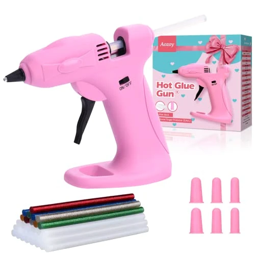 Cordless Hot Met Glue Gun - Mini Hot Glue Gun USB Rechargeable with 2600mAh Lithium Battery 30pcs Glue Sticks 7x140mm for DIY Arts Crafts Gift Home School Festival Decoration Quick Repairs Pink