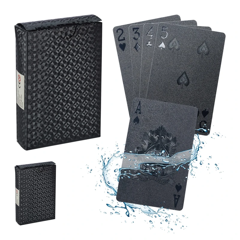 Relaxdays Poker Card Set, Black, 9 x 6 x 2 cm