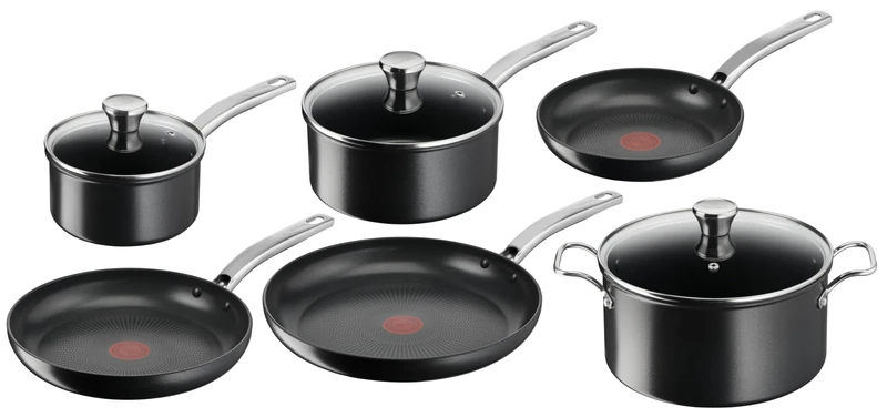 Tefal Set of 6 Pans Pans Saucepans Saucepan Induction Non-Stick Coating Heavy Duty Handle Heat Indicator Thermo-Signal Intensium E589S617