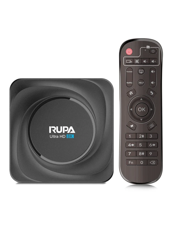 RUPA Android TV Box, Smart TV Box Android 11.0 4GB RAM 32GB ROM RK3566 Quad Core Cortex-A53 CPU Support 2.4G/5.8G WiFi BT 4.0 USB 3.0 1000M Ethernet 3D 8K 6K 4K HD Media Box