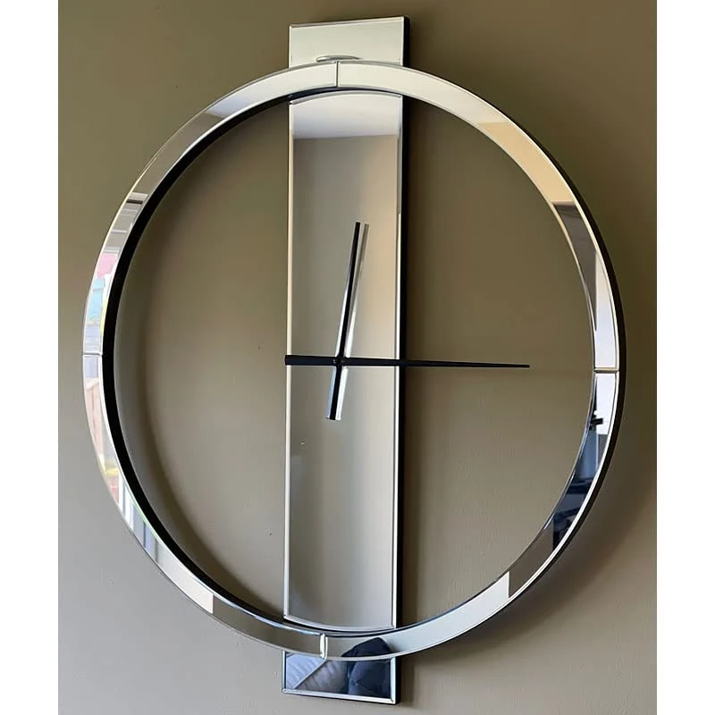 SHYFOY Wall Clock Decorative Large Clock Living Room Decor - 23" Big Clocks All Mirror Glass Finish, Modern Clock for Wall Round Wall Decor for Office Bedroom Fireplace