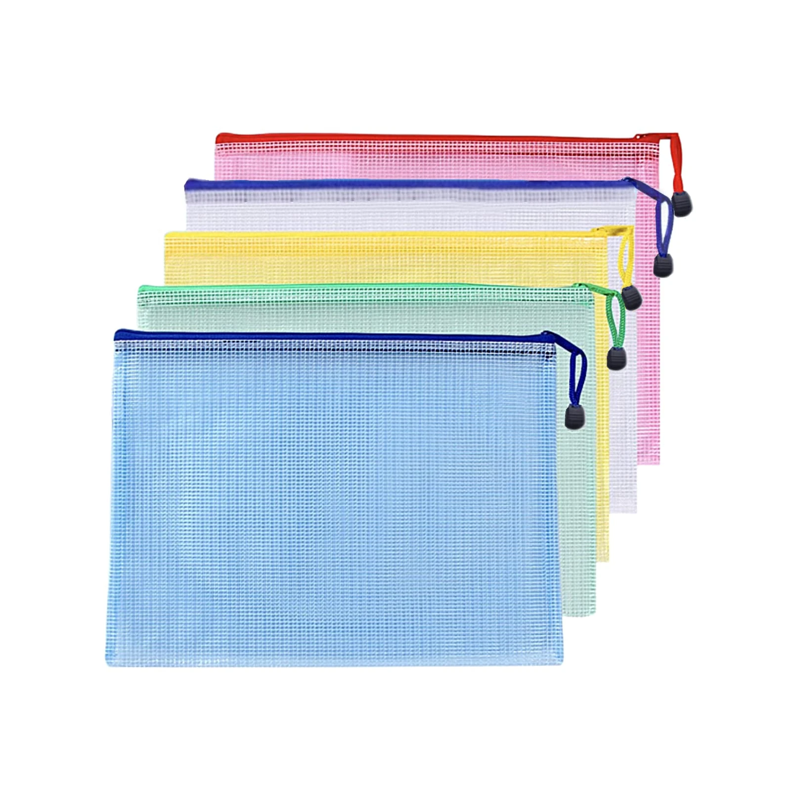 A4 Plastic Wallets File Folder Zip Lock Bags Document Wallet File Zipper Bags for Office Home School Supplies 5Pcs