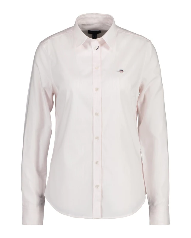 GANT Women's Slim Stretch Oxford Striped Shirt Striped Blouse Slim Fit, Light Pink, 10