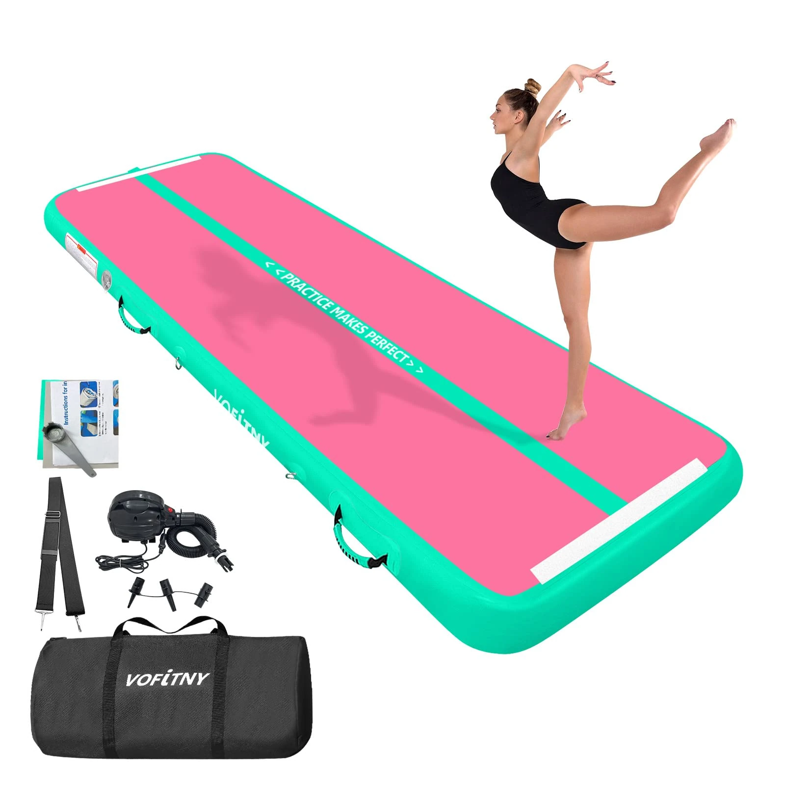 VOFiTNY 20’x3.3’x4’’ All Purpose Gymnastics Air Mat Sturdy Tumble Track for Home/Gym