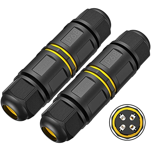 Waterproof Junction Box Outdoor Cable Connectors IP68 Connector External Sleeve Coupler , 2-Way Outdoor Extension Electrical Cable Protector SOMELINE® 4 Poles Connectors Cable Diameter Ø 4mm-12mm