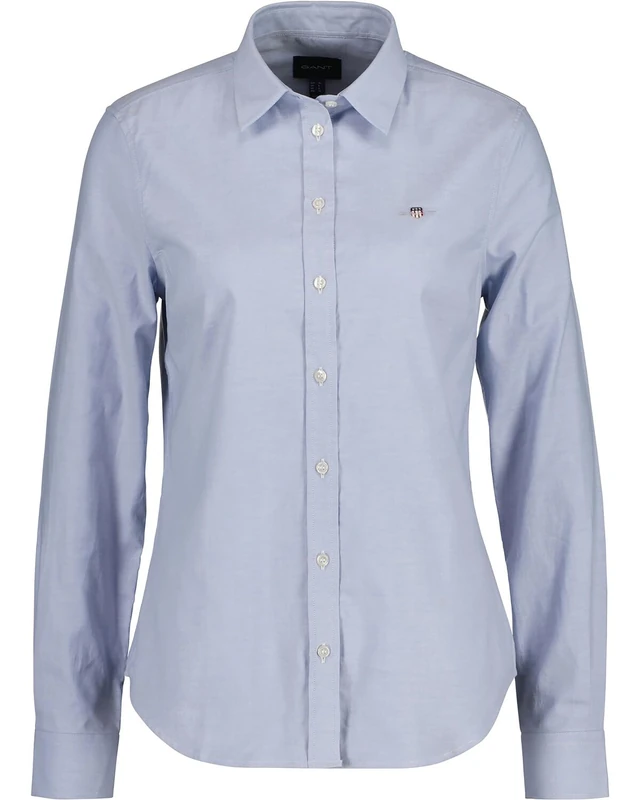 GANT Women's Slim Stretch Oxford Shirt Classic Shirt, Light Blue, Standard, Light Blue, 6