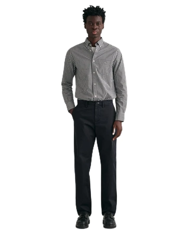 GANT Men's Regular Twill Chinos Classic Trousers, Black, 42 W/32 L