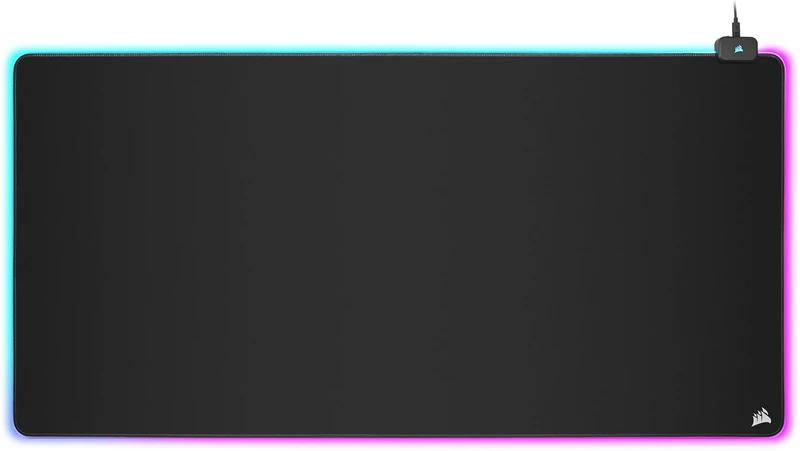 Corsair MM700 RGB Extended 3XL Cloth Gaming Mouse Pad - 1,220mm x 610mm (48” x 24”) - 360° RGB Lighting - Two USB Port Hub - Thick Rubber - Black