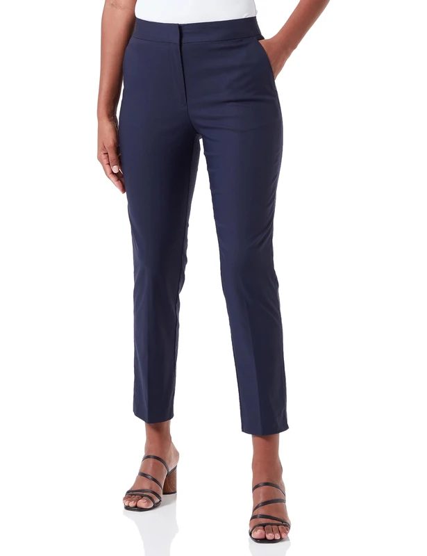 GANT Women's Slim Slack Fabric Trousers Slim Fit, Evening Blue, 10