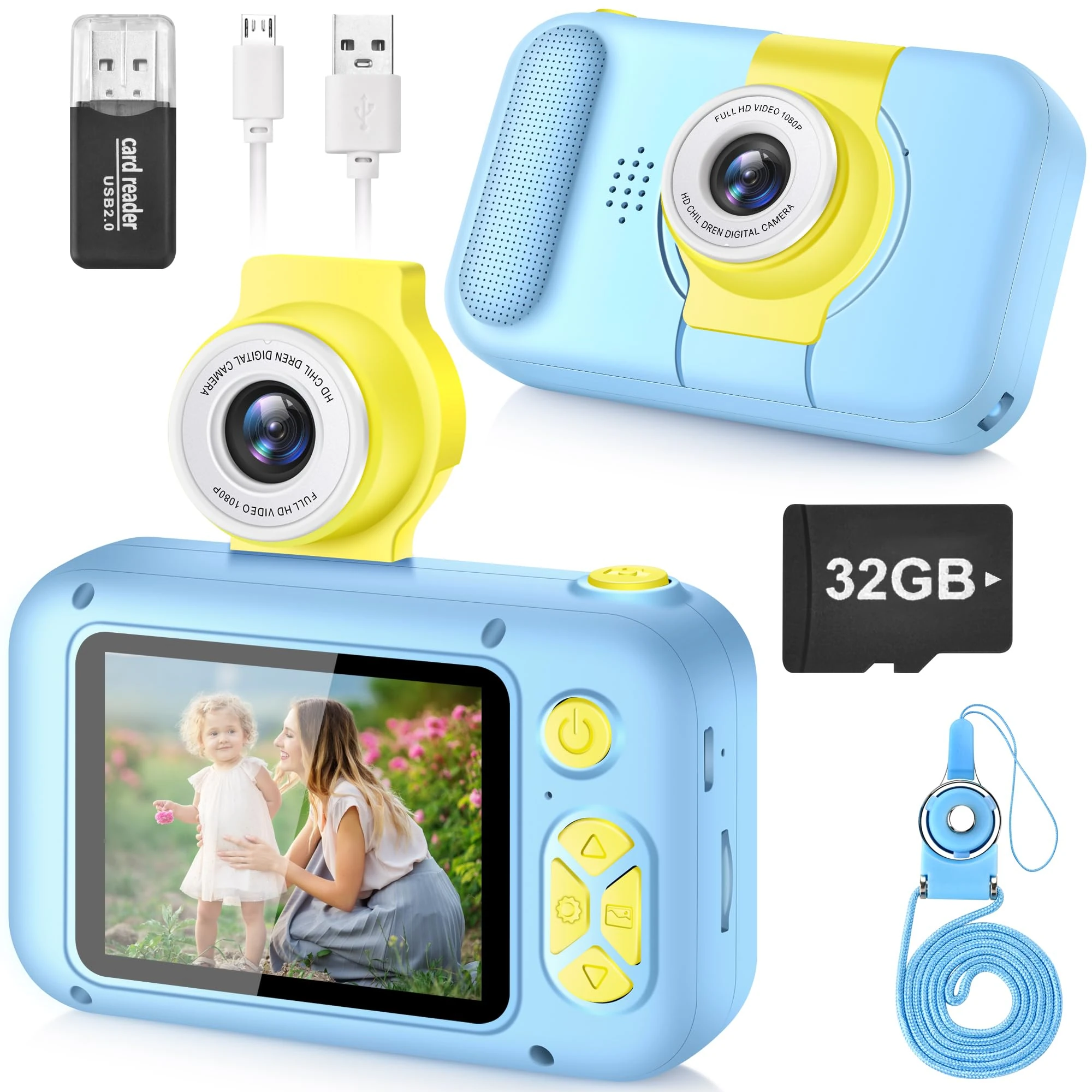 ARNSSIEN Kids Camera Toy for 3 4 5 6 7 8 9 10 11 12 year old Girls/Boys,Kids Digital Camera for Toddler with 180°Flip Lens&2.4in IPS Screen,Birthday Festival Present Toy for Girls/Boys,32 GB Card,X101